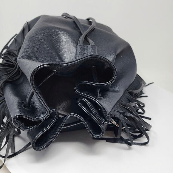 Victoria's Secret Backpack Black Faux Leather Bucket Pouch Fashion Show NWT 2015 - Picture 7 of 9